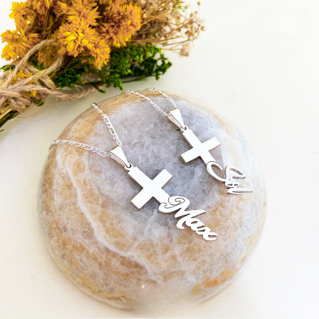 COLLAR DUO CRUZ + NOMBRE