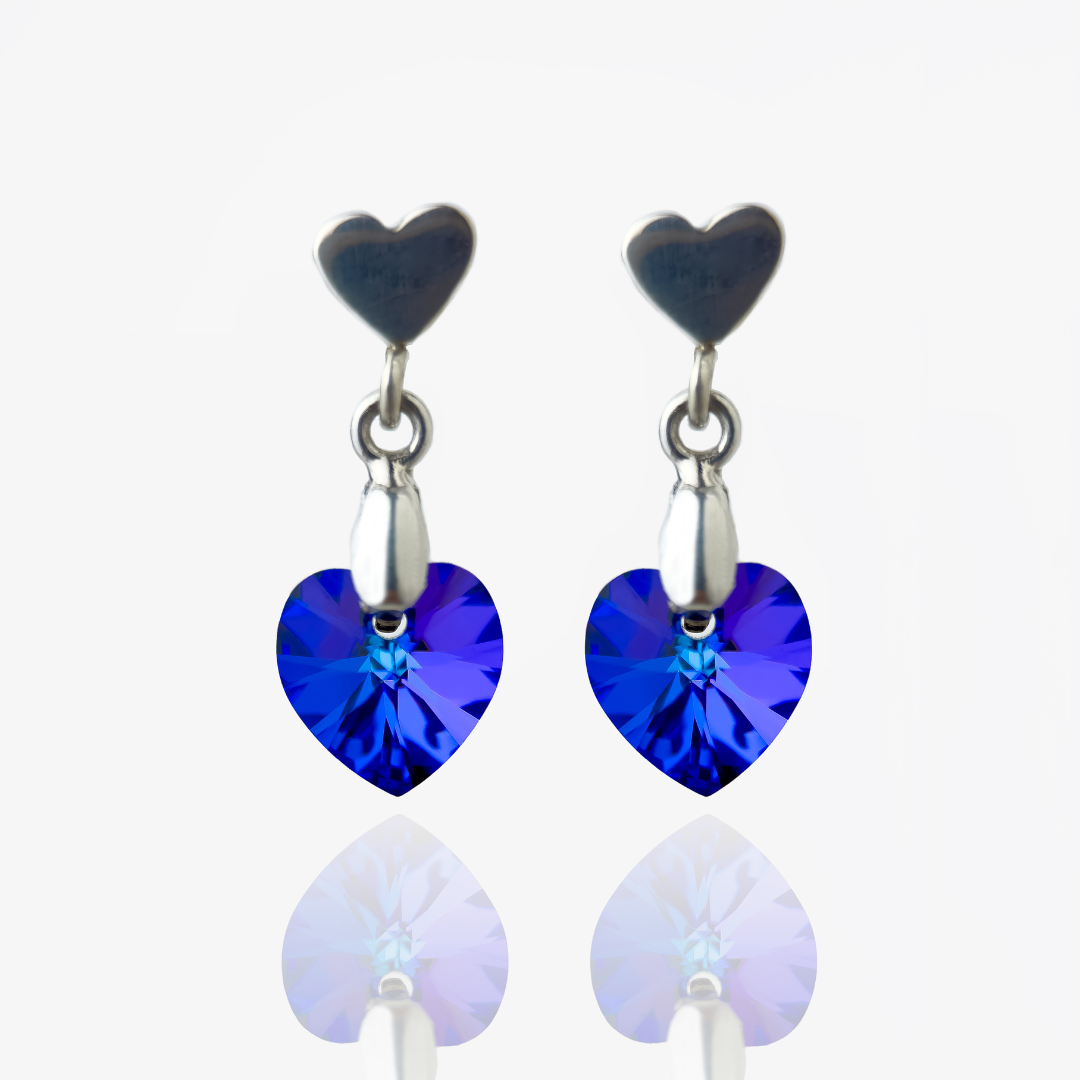 ARETES CORAZÓN DE CRISTAL