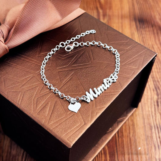 PULSERA NOMBRE MARIPOSA Y CORAZON