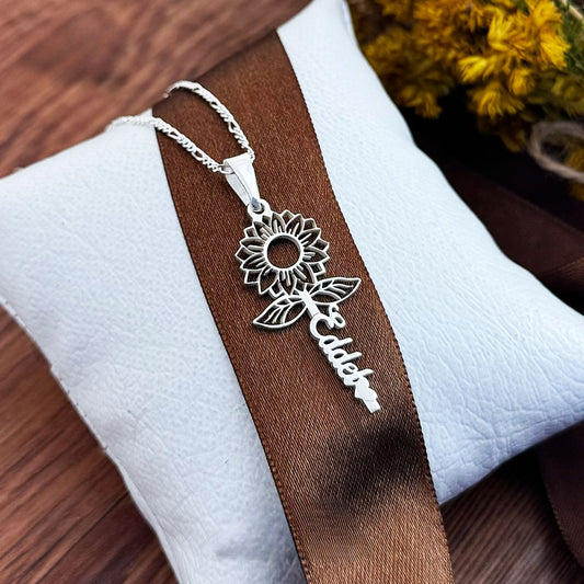 COLLAR GIRASOL + NOMBRE
