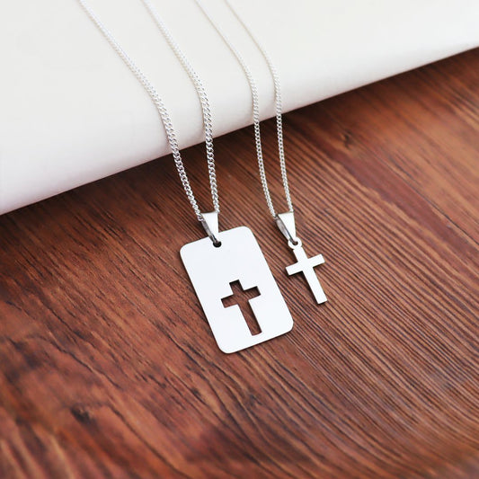 COLLAR DUO CRUZ Y PLACA