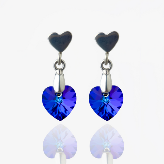 ARETES CORAZÓN DE CRISTAL